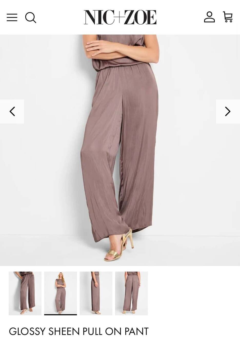 NIC+ZOE Glossy Sheen Pull On Wide Leg Pant